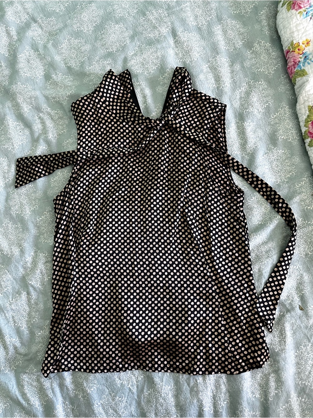 Talbots Black Silk Polka Dot Sleeveless Top